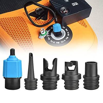 FIGFYOU 5 Pcs Luftventil Pumpenadapter Multifunktions Luftpumpenadapter SUP Kompressor Pumpe Ventil Adapter PE Stand Up Paddle Pumpe Adapter mit 4 Gasdüse für Kanu Kajakfahren Paddelboard Schlauchboot von FIGFYOU