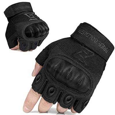 FREE SOLDIER Outdoor Handschuhe Herren Taktische Trainings Motorradhandschuhe Kletter Tactical Handschuhe Halbfinger Handschuhe Gilt für Radfahren Airsoft Militär Paintball(L,Schwarz) von FREE SOLDIER