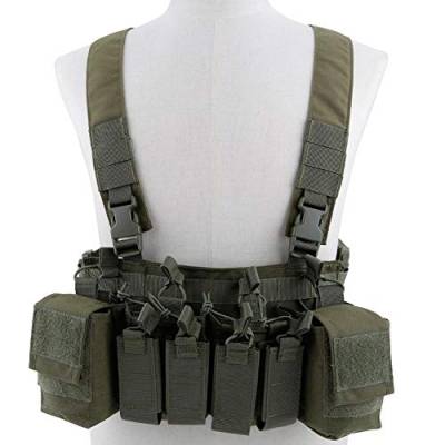 FUZKI Taktische Weste Recon Chest Rig für Herren Damen mit 5,56 9mm Magazine Taschen Tactical MOLLE Weste für Airsoft Paintball Armee Polizei Militär Jagd Kampf von FUZKI