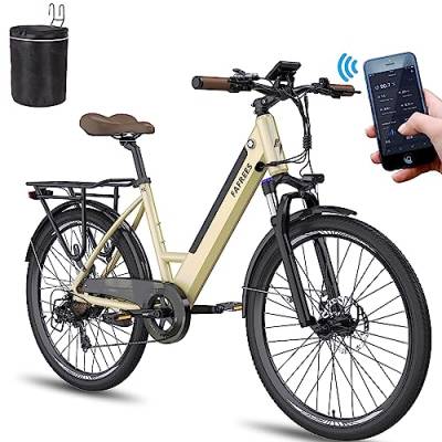 Fafrees F26 Pro [ Offiziell ] E Bike Herren Urban mit App 250W, Elektrofahrrad E-Bike Damen 26 Zoll Pedelec Mountainbike Citybike, 25km/h Shimano 7S Elektrisches Fahrrad Akku 36 V/14,5 Ah (Gold) von Fafrees