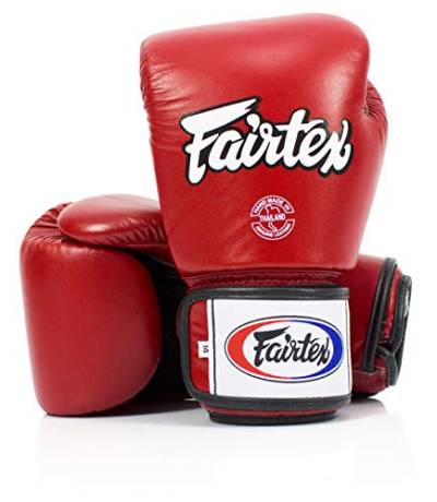Fairtex BGV1BR Muay Thai Boxhandschuhe Atmungsaktiv für Männer, Frauen, Kinder | MMA, Kickboxen, Fitnessstudio, Training | Hochwertige, leichte & stoßdämpfende Boxhandschuhe(14oz-Rot) von Fairtex
