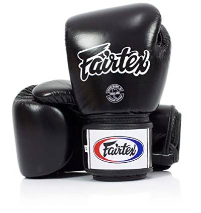 Fairtex BGV1BR Muay Thai Boxhandschuhe Atmungsaktiv für Männer, Frauen, Kinder | MMA, Kickboxen, Fitnessstudio, Training | Hochwertige, leichte & stoßdämpfende Boxhandschuhe(16oz-Schwarz) von Fairtex