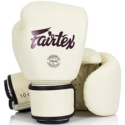 Fairtex Boxhandschuhe, Leder, BGV16, Khaki, Boxing Gloves, Muay Thai Größe 10 Oz von Fairtex