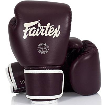 Fairtex Boxhandschuhe, Leder, BGV16, Maroon, Boxing Gloves, Muay Thai Größe 10 Oz von Fairtex
