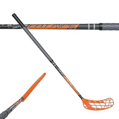 Fat Pipe Floorball Schläger Unihockey Stock 'Zack 33 Bone ORANGE' - IFF Zertifiziert (Linke Hand Oben (Rechtsauslage), Schaftlänge 82 cm (Gesamtlänge 92 cm)) von Fat Pipe