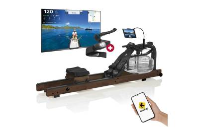 FitEngine Rudergerät Ruderzugmaschine Smart 210cm dunkelbraun + Herzfrequenzmesser von FitEngine