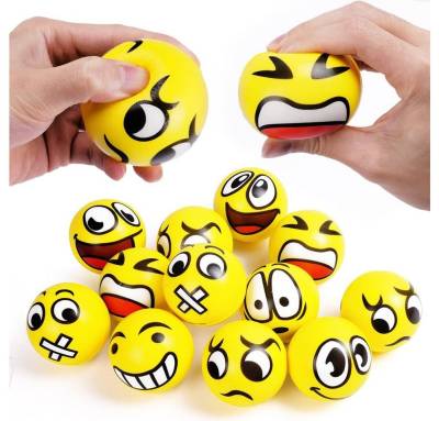 Fivejoy Spielball Stress Bälle, 12 Stück Stressball, Antistressball für Kinder (Erwachsene, Lächeln Gesicht Bälle, 2,3 Zoll Mini Schaum Stressabbau Bälle Stressabbau Spielzeug für Kindergeburtstag Mitgebsel /Gelb /Schwarz-Weiß /Farbe) von Fivejoy