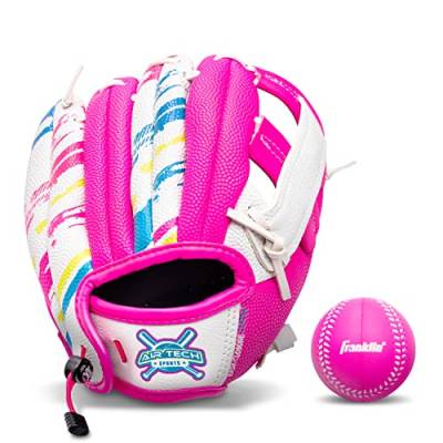 Franklin Sports Air Tech Baseball Glove with Ball - Tee Ball - Soft Air Tech Foam - White/Pink von Franklin Sports