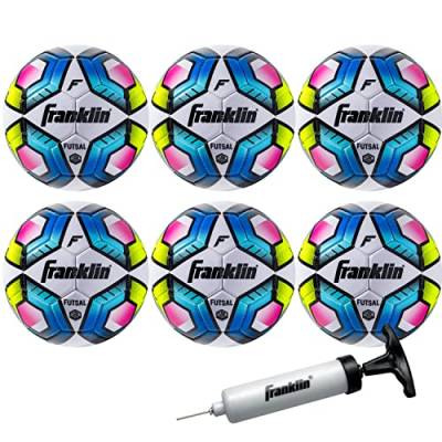 Franklin Sports Futsal Ball – Offizielle Größe Futsal-Fußball – Indoor und Outdoor Futsal-Ball – Größe 4 – 6er-Pack mit Pumpe von Franklin Sports