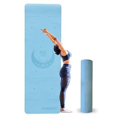 FunWater Yoga Mat Non-slip Professional TPE Gymnastics Matte for Yoga, Home Training, HiiT and Pilates Fitness & Exercise Mat 6mm Non-slip Eco-friendly Blue von FunWater
