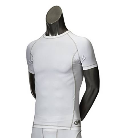 Gunn & Moore Unisex Kinder Teknik Baselayer Kurzarm Hemden, weiß/Silber, S von GM