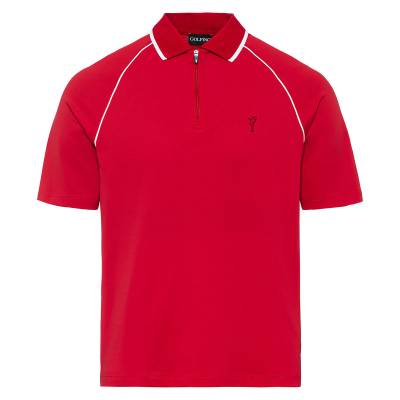 GOLFINO Men's Solid Performance Breathable Golf Polo Shirt, Mens, Red flame, Small | American Golf von GOLFINO