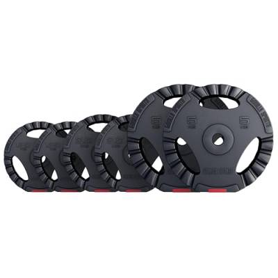 GORILLA SPORTS® Hantelscheiben - Einzeln/Set, 1,25kg, 2,5kg, 5kg, 10kg, 15kg, 17,5kg, 27,5kg, 30kg Gewichte, 30/31mm Bohrung, Tri-Grip, Kunststoff - Gewichtsscheiben, Hantelscheiben-Set von GORILLA SPORTS