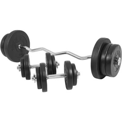 GORILLA SPORTS® Hantelset - 70kg, SZ Curlstange 120cm, Gewichte 4x1,25kg / 4x2,5kg / 4x5kg / 2x10kg, 2X Kurzhanteln 30mm, mit 6 Sternverschlüssen/Federverschlüssen, Kunststoff - Hantel Set, Hanteln von GORILLA SPORTS