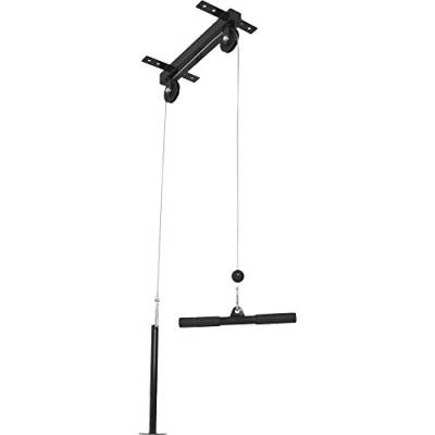 GORILLA SPORTS® Kabelzug - für Deckenmontage, inkl. Trizepsstange, bis 150 kg, 30/31 mm - Latzug, Seilzug, Cable Pulley System, Trizeps Trainer, Unterarmtrainer, Kabelzugstation, Krafttraining von GORILLA SPORTS