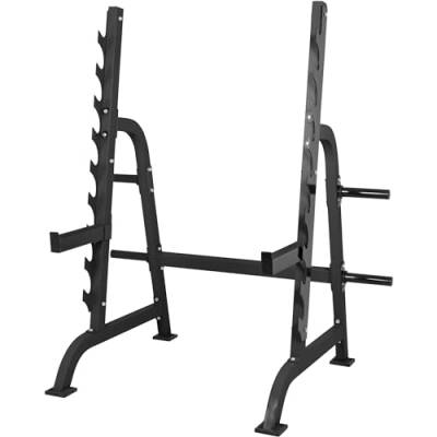 GORILLA SPORTS® Squat Rack - mit Hantelscheibenständer, 9 Ablagen für Hantelstange, 162,5 x 115 x 186 cm, Max. 300 kg, aus Stahl - Kniebeugenständer, Langhantelablage, Hantelständer, Sicherheitsablage von GORILLA SPORTS