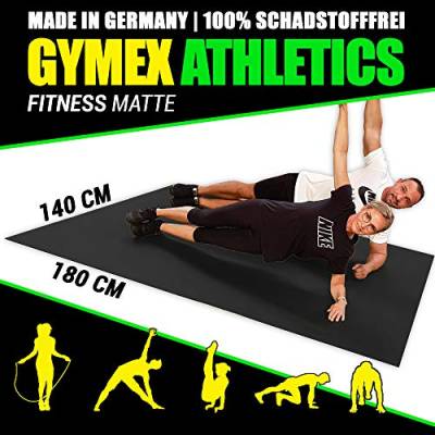 GYMEX Athletics Fitness-Matte XXL, extra groß, rollbar, für Yoga, Sport & Fitness 180x140cm Blau von GYMEX