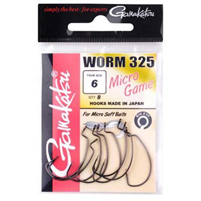 Gamakatsu Worm 325 Micro Game - 8 Offset Angelhaken für Softbaits, Offsethaken für Gummiköder, Haken für kleine Jigs & Gummifische, Größe:8 von Gamakatsu