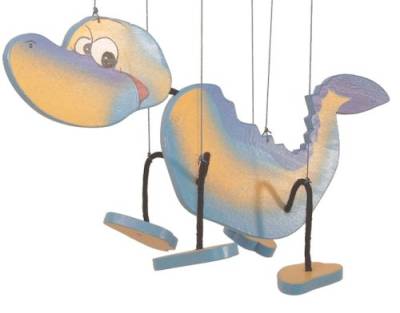 Handbemalte Dino-Marionette aus Albesia-Holz, Länge ca. 30 cm von GamePoint