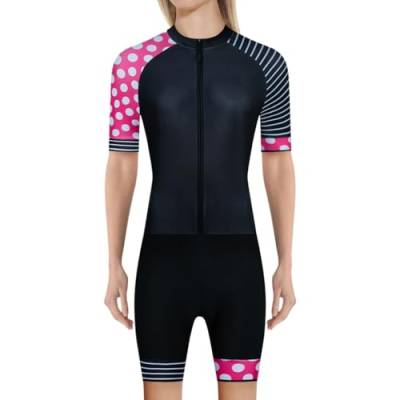 Triathlon-Kleidung für Damen, kurzärmelig, Radsport-Skinsuit-Set, Jumpsuit-Set, Damen-Fahrradtrikots (Farbe: D01, Größe: L) von Generisch