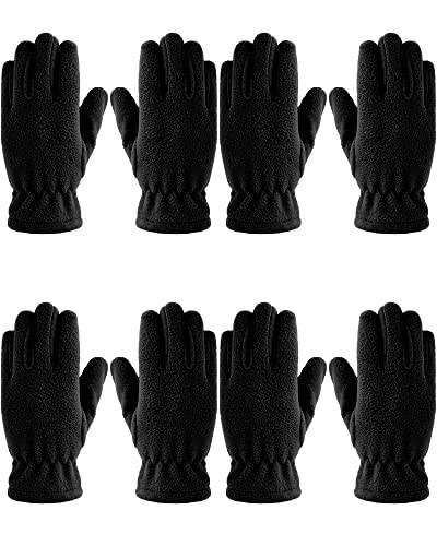 Geyoga 4 Paar Kinder Polarvlies Vollfinger Handschuhe für Erwachsene (Schwarz, L) von Geyoga