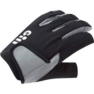 Gill Deckhand Segelhandschuhe – Langfinger mit freiliegendem Zeigefinger und Daumen – 50+ UV-Sonnenschutz und wasserabweisend (Schwarz, XL) von Gill