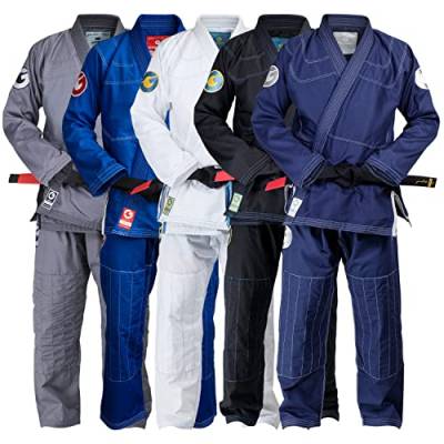 Gold BJJ Jiu Jitsu Gi – Ultra leichte Herren Aeroweave – Sanforisierte brasilianische Jiu Jitsu Uniform für Herren (Marineblau, A3) von Gold BJJ