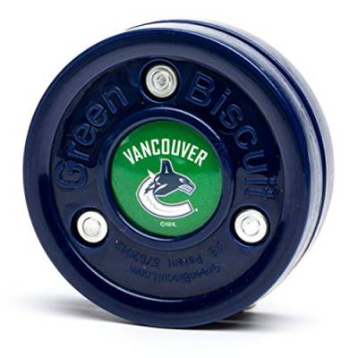 Green Biscuit NHL Pucks - Vancouver Canucks - Hockey Training Puck, Stays Flat, Passing/Handling Street Hockey von Green Biscuit