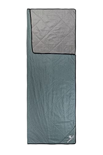 Grüezi-Bag WellhealthBlanket Wool Deluxe, Körpergröße 160-200cm, 1600g, 2in1 Decke & Schlafsack für Camping & Wohnwagen, Smoky-Blue/Grey von Grüezi-Bag