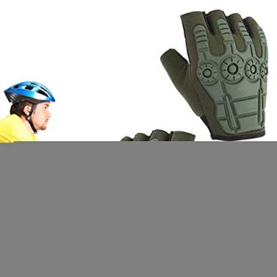Gruwkue Halbfinger-Handschuhe | rutschfeste Gel-Halbfinger-Handschuhe für Herren | Airsoft Kampfhandschuhe für die Jagd, Schießen, Radfahren, Motorrad, Wandern, Klettern, Fahren, Radfahren von Gruwkue
