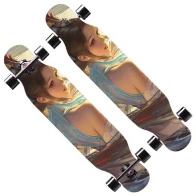 Longboard Komplettes Skateboard Surfskate für Downhill-Tanzen Free-Style, Skateboard Longboard für Kinder Erwachsene Anfänger, Longboards für Jungen Mädchen und Teenager (Color : D) von HAQMG