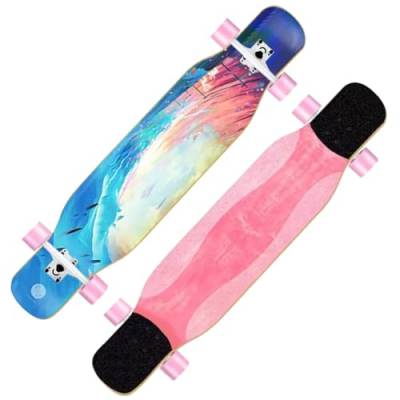 Longboards für Jungen Mädchen und Teenager, Longboard Skateboard für Kinder Erwachsene Anfänger, Longboard Komplettes Skateboard Surfskate für Downhill-Tanzen, Free-Style (Color : Style E) von HAQMG