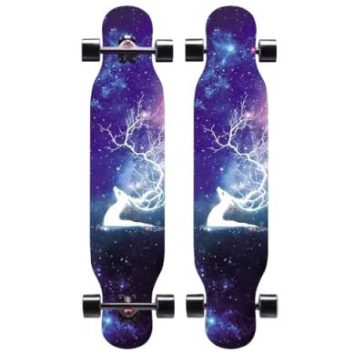 Skateboard Longboard für Kinder Erwachsene Anfänger, Longboards für Jungen Mädchen und Teenager, Longboard Komplettes Skateboard Surfskate für Downhill-Tanzen, Free-Style (Color : B) von HAQMG