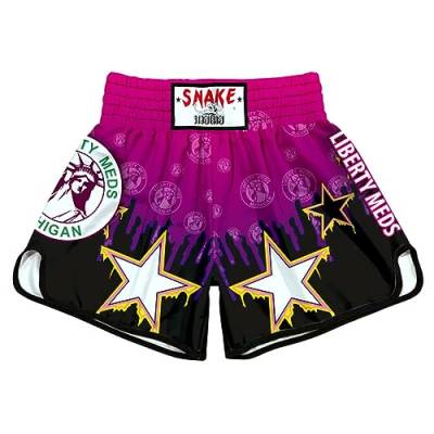 HEARTTOUCH Herren Muay Thai Fight Shorts - Premium Boxing Shorts Kurze Thaiboxhose Kickboxing Shorts für Thaiboxen, Kickbox, Boxing (Typ E,L) von HEARTTOUCH