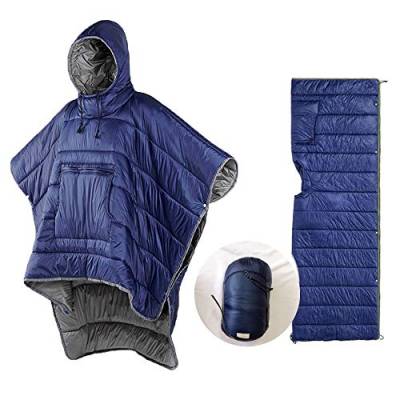 Schlafsack Umhang Winter Camping Poncho Tragbare Kapuze Decke Lazy Quilt Lounge Decke Warme Jacke für Männer Frauen von HI SUYI