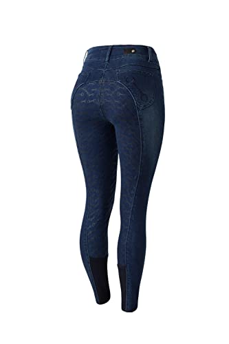 HORZE Damen Reithose Kaia, Sommer Vollbesatzhose aus Jeans mit Silikon Grip, Blau, 36 von HORZE