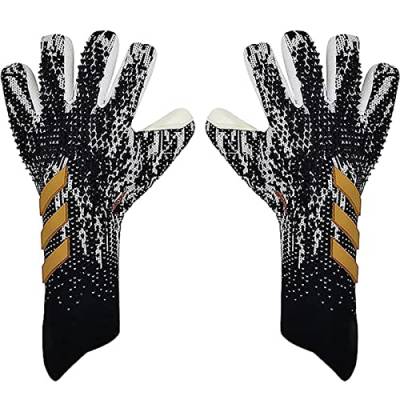HOTIPS Fußball-Torwart-Handschuhe Handgelenkschutz mit rutschfesten Latex-Handflächen Fußballhandschuhe für Allround-Spiel, Training und Match (White Black,9) von HOTIPS
