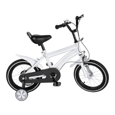 HarBin-Star 14 Zoll Kinderfahrrad, Kinderrad mit Abnehmbare Stützrädern und Schutzblech, Vorder und Hinterradbremse Fahrrad für Kinder ab 3 Jahre, Höhenverstellbar Fahrrad (Weiß) von HarBin-Star