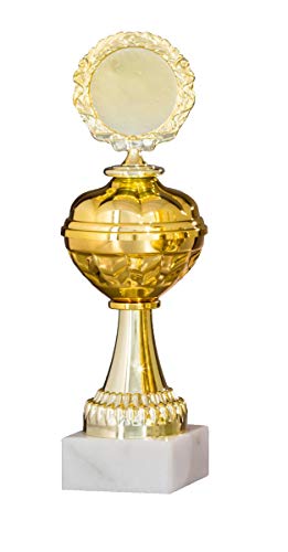 Henecka Pokal Serie Economy, Gold, mit Wunschgravur und auswählbarem Sport-Emblem, Größe 25,5 cm von Henecka