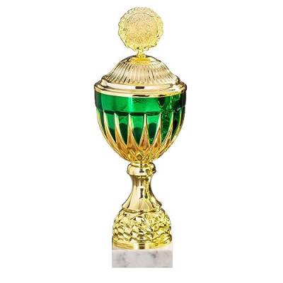 Henecka Pokal Serie Heidi, Gold-grün, mit Wunschgravur und auswählbarem Sport-Emblem, Größe 35 cm von Henecka