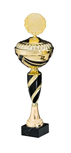 Henecka Pokal Serie Tilda, Gold-schwarz, mit Wunschgravur und auswählbarem Sport-Emblem, Größe 32 cm von Henecka