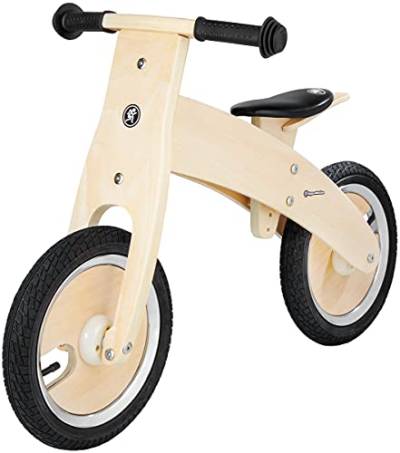 HyperMotion Laufrad Holz Lernfahrrad für Kinder ab 3 Jahren, mit verstellbarem Sitz, Lernlaufrad, aus Holz, leicht 3,2 kg, Lernlaufrad, 12" Räder, bis 35kg, Natur von HyperMotion