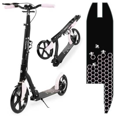 HyperMotion Zweirad Scooter HONEYBEE für Jugend und Erwachsene, Maximale Belastung bis 100 kg, Aluminium, klappbar, Höhenverstellbares Lenker, Radlager ABEC-7, Räder 250 mm, Pink von HyperMotion
