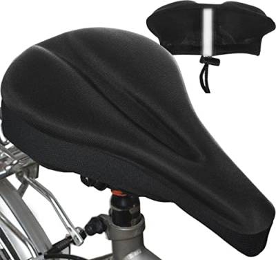 Gel Fahrrad Sattel Damen und Herren Cityradsattel Überzug mit Sicherheitsband extra gepolstert Schwarz 6955 von ISO TRADE