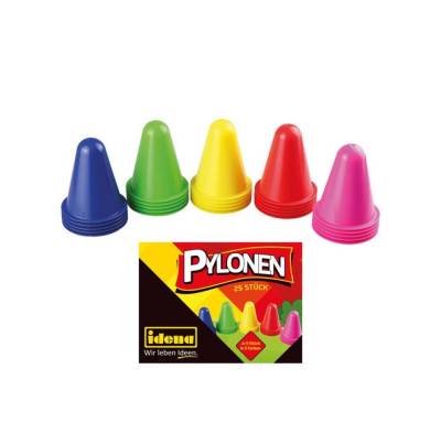Idena Pylonen 25 Stück in 5 Farben, 8 x 7 cm Kegel Verkehrshütchen Warnkegel von Idena