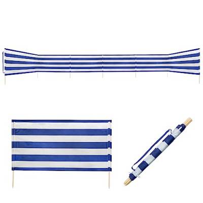 Idena 50058 - Windschutz ca. 800 x 80 cm, in blau-weiß, mit Tragegurt und Fixierungsbändern, für Strand, Camping und Garten von Idena