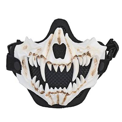 JOYASUS Taktische Halbgesichtsmaske, atmungsaktive Airsoft Stahl Totenkopf Schutzmaske zum Schießen von CS Paintball Jagd Halloween Kostüm Party von JOYASUS