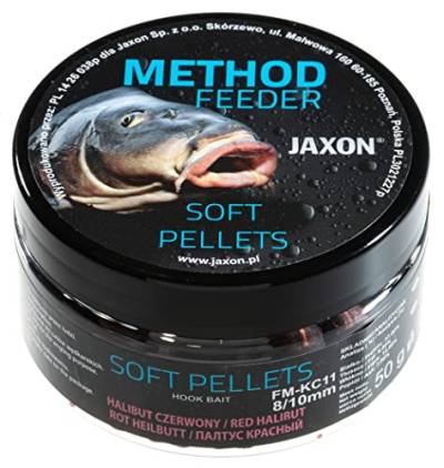 Jaxon Soft weiche Pellets 8/10mm 50g für Method Feeder Methode Karpfenangeln Karpfenfischen Grundfutter (roter Heilbutt/FM-KC11) von Jaxon