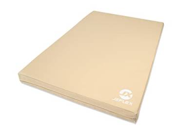 Jeflex - beige Weichbodenmatte & Turnmatte 100 x 70 x 8 cm MADE IN GERMANY/faltbare Gymnastikmatte/platzsparende Fitnessmatte & faltbare Yogamatte/dicke Sportmatte für Kinderzimmer von Jeflex