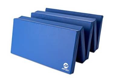 Jeflex - blaue klappbare Weichbodenmatte & Turnmatte 250 x 100 x 8 cm MADE IN GERMANY/faltbare Gymnastikmatte/platzsparende Fitnessmatte & faltbare Yogamatte/dicke Sportmatte für Kinderzimmer von Jeflex